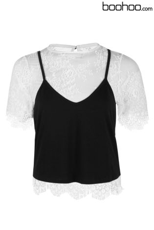 Boohoo 2 In 1 Cami Lace Top